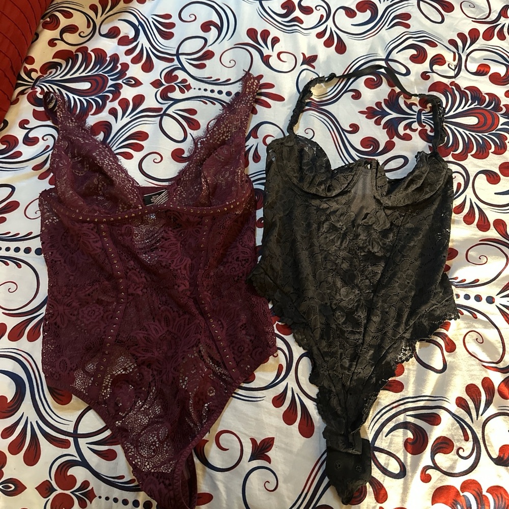 Victoria's Secret Burgundy Lace Bodysuit